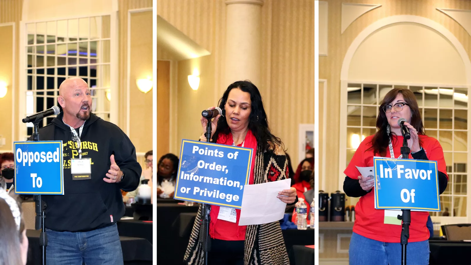 members discuss at rep assembly